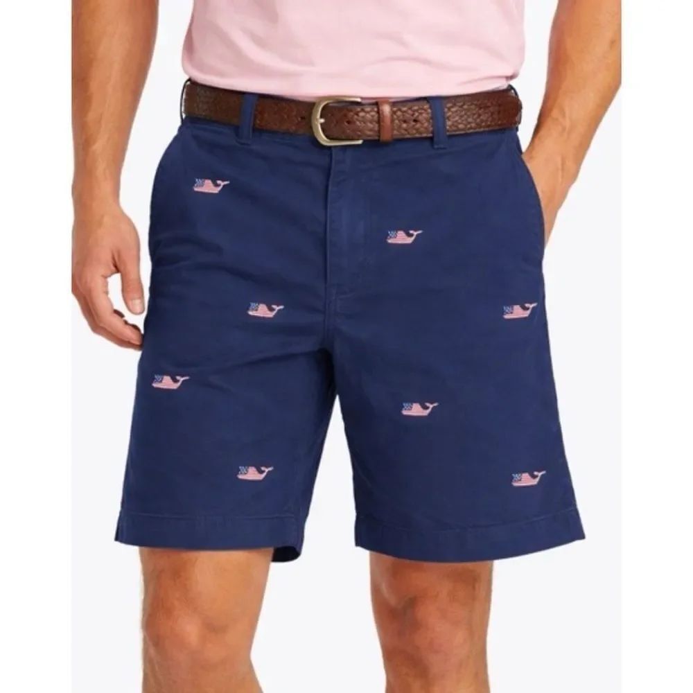 Vineyard Vines Flag Whale Embroidered Shorts 30x9 Flag / Patriotic ~ NWOT